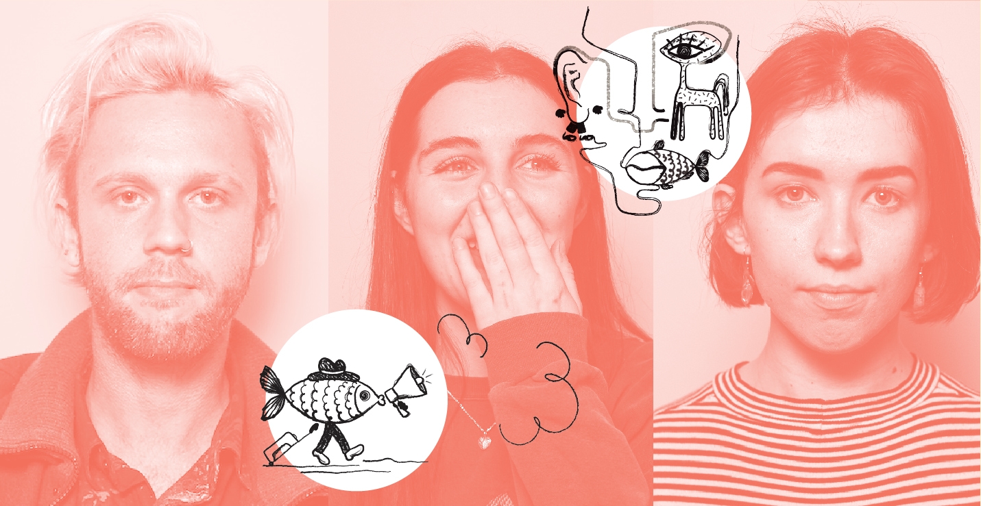 Portraits of three young people