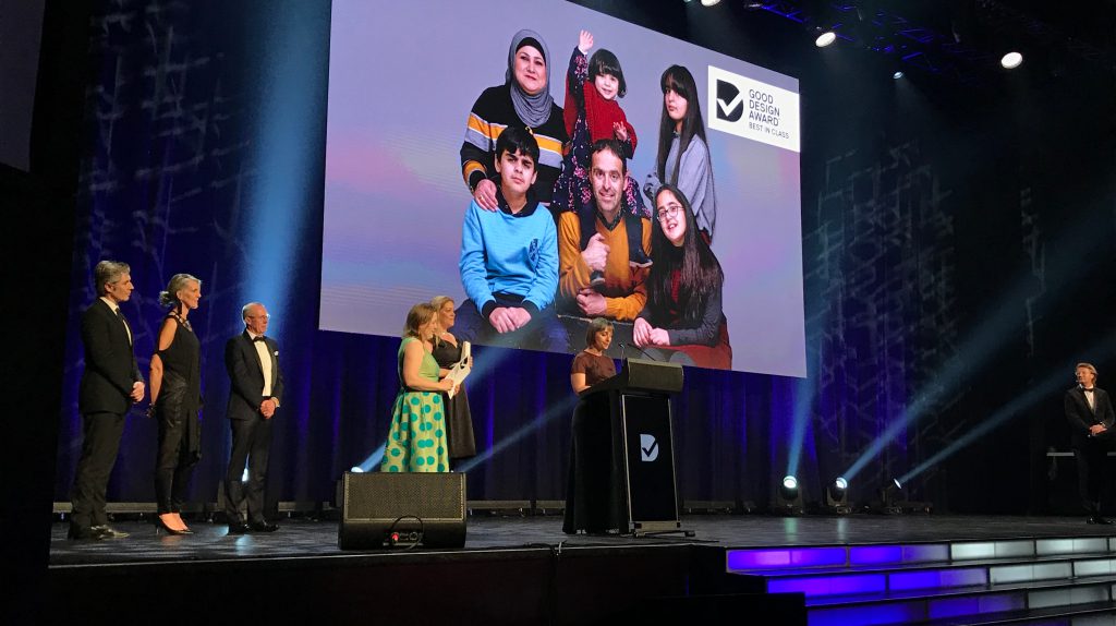 Vita Maiorano accepting the award at the ceremony
