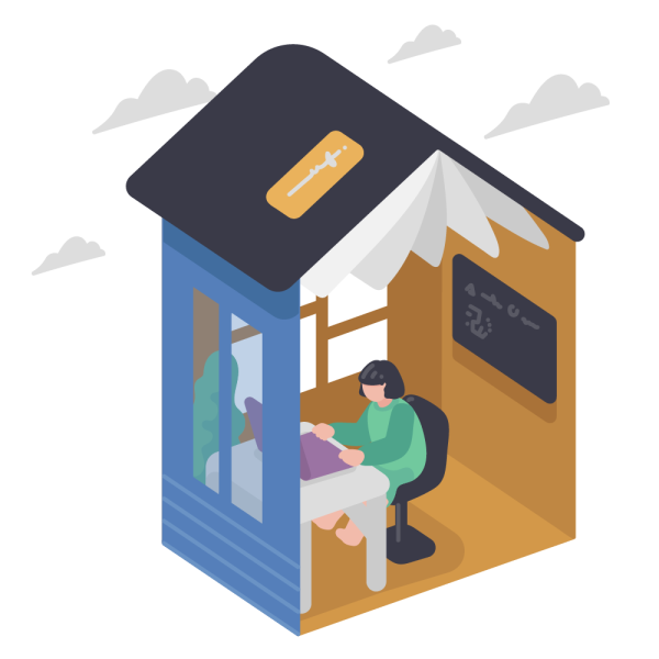 Illustration of a person learning in their home