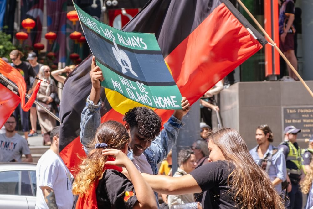 People in an Aboriginal protest march