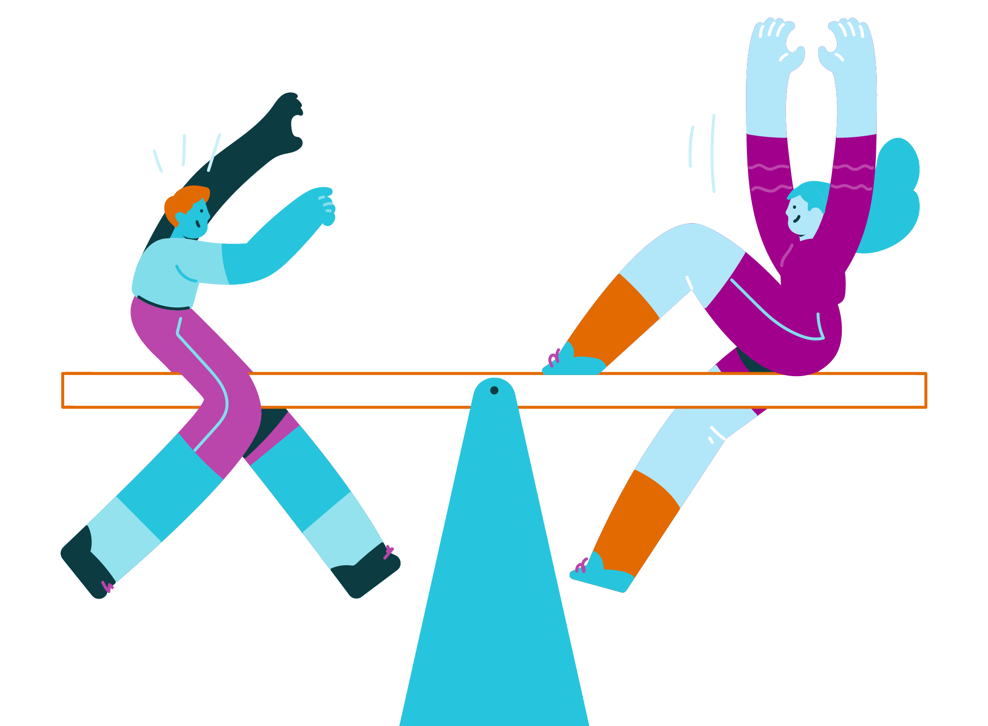 Illustration of people on a see-saw
