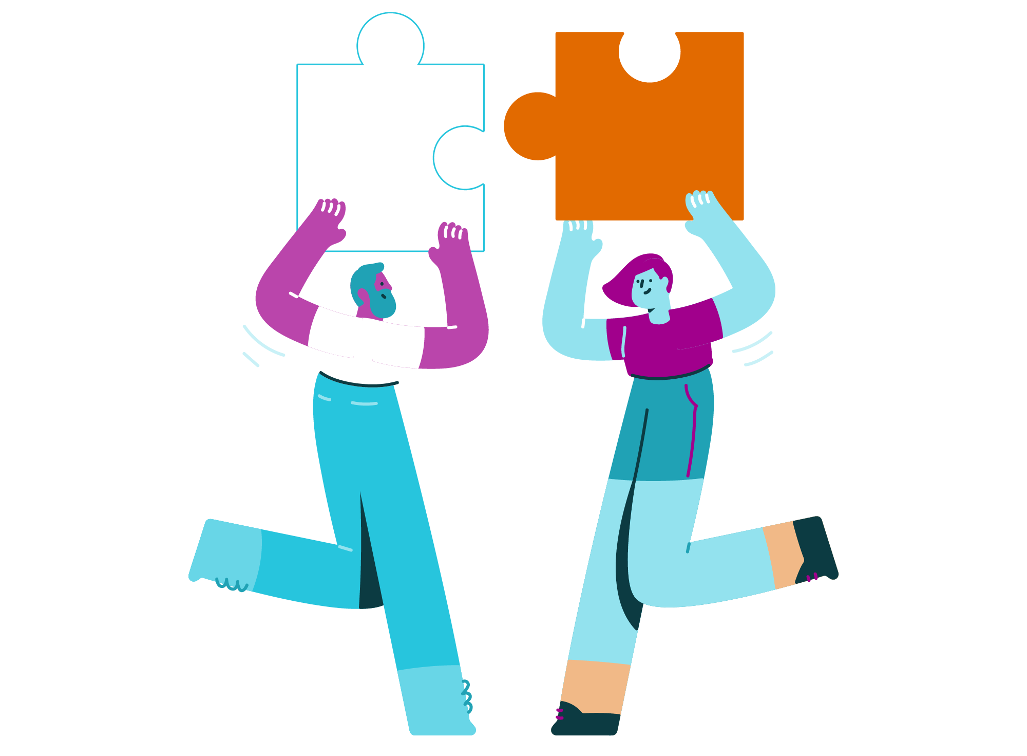 Illustration of people connecting puzzle pieces