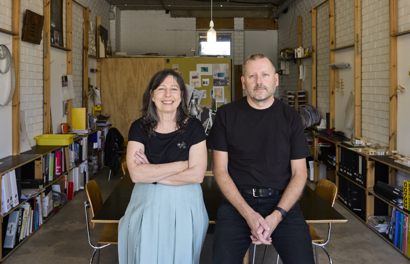 Couple smiling at home