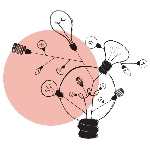 Illustration of a plant growing lightbulbs