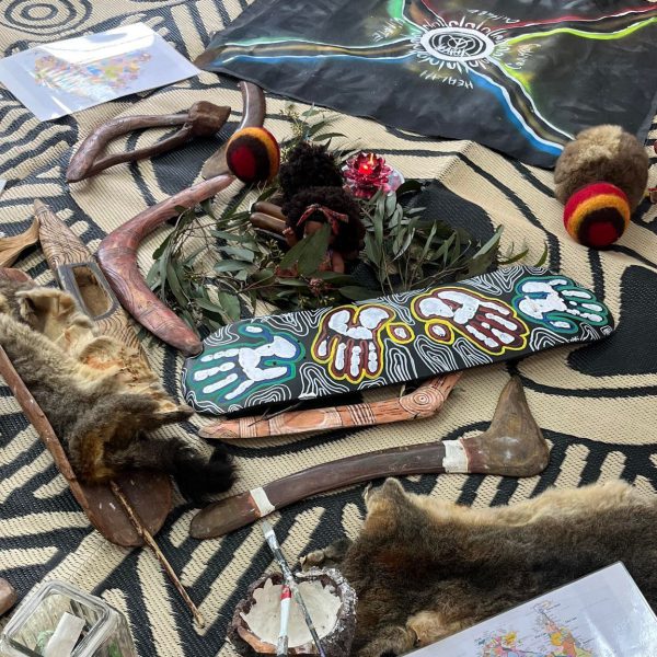 Listening circle with objects in it