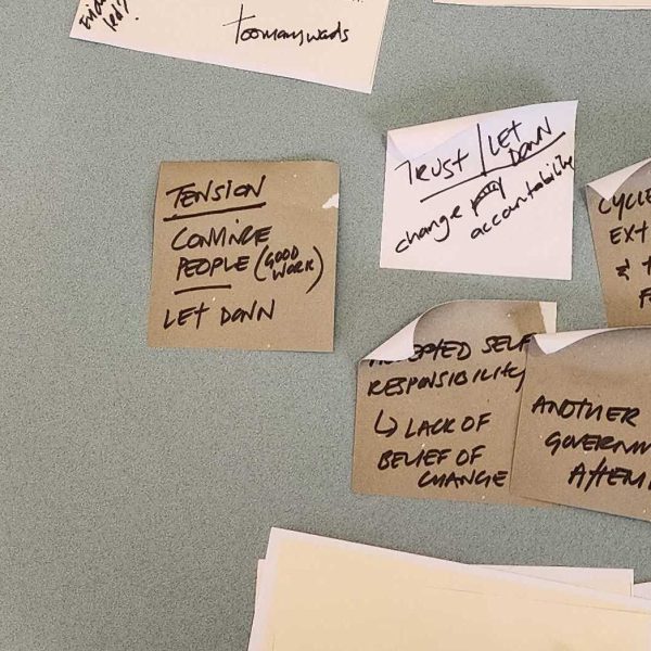 Square post-it notes on a table