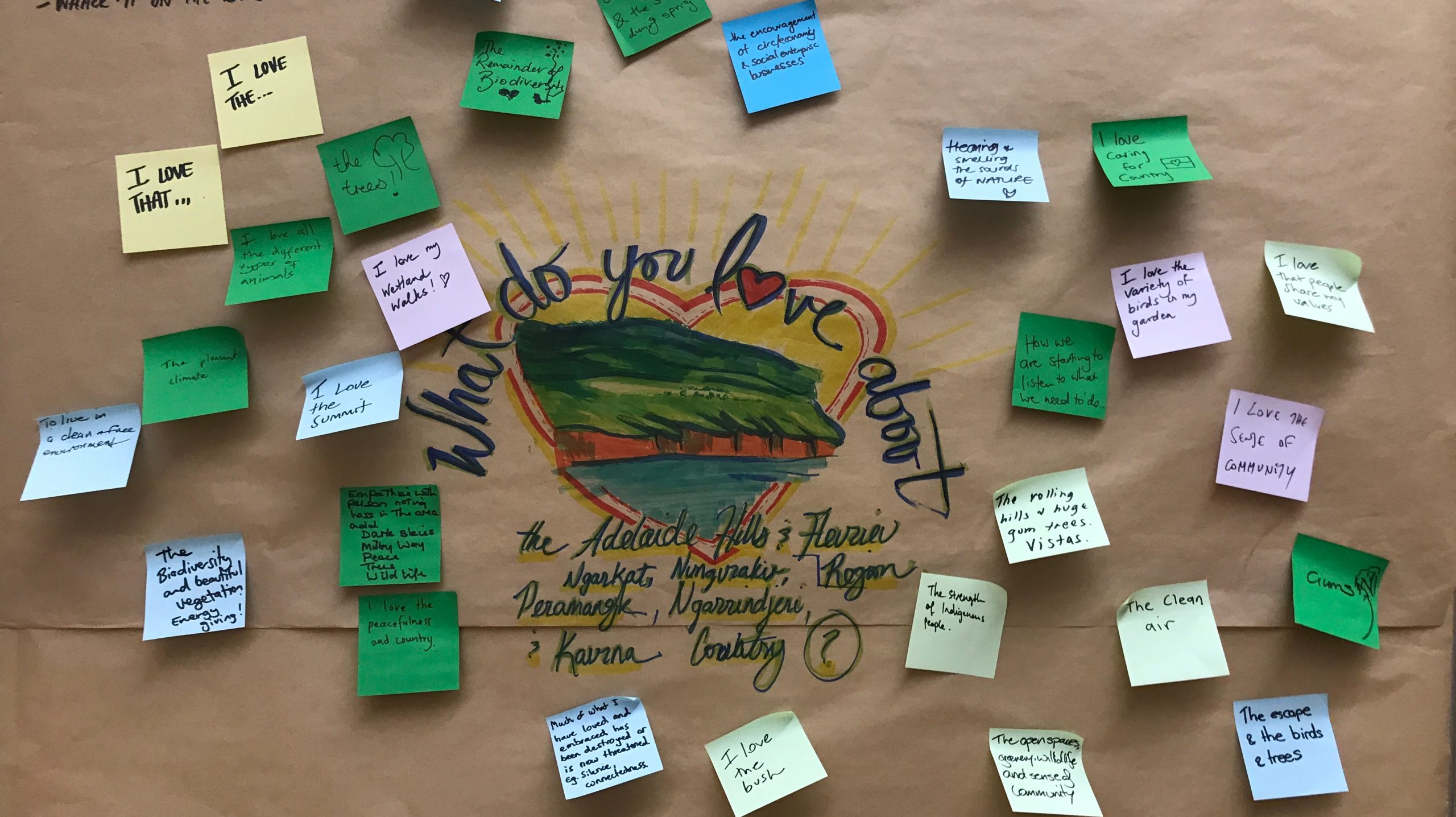 Starting and understanding the love for the place from the Local Learning Lab participants on Peramangk Country, Mt. Barker District, SA