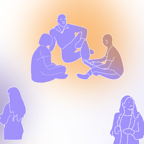 Illustrations of people talking